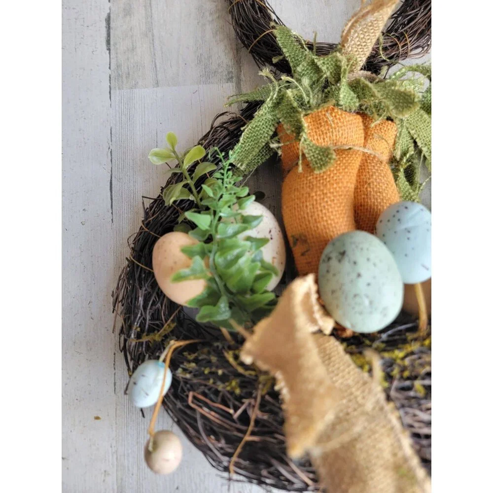 Easter Bunny shaped wreath unique‎ hanging home decor egg spring